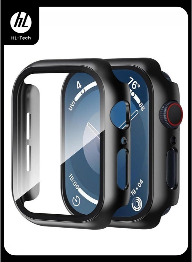HL-Tech Apple Watch Series 11 10 46mm case with Tempered Film Screen Protector, Full Protective Hard PC Bumper Touch Sensitive HD Screen Cover(46mm,Black) - Image 1